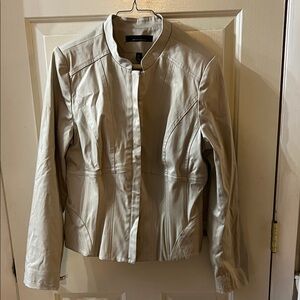 White House Black Market Cream Bomber Jacket